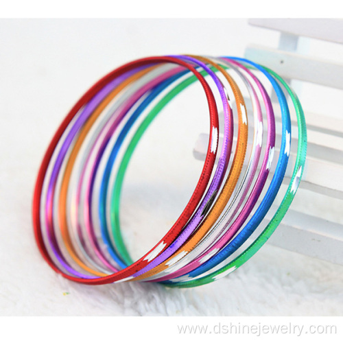 Engraved Thin Aluminium Bangles Bracelets Plated Colors